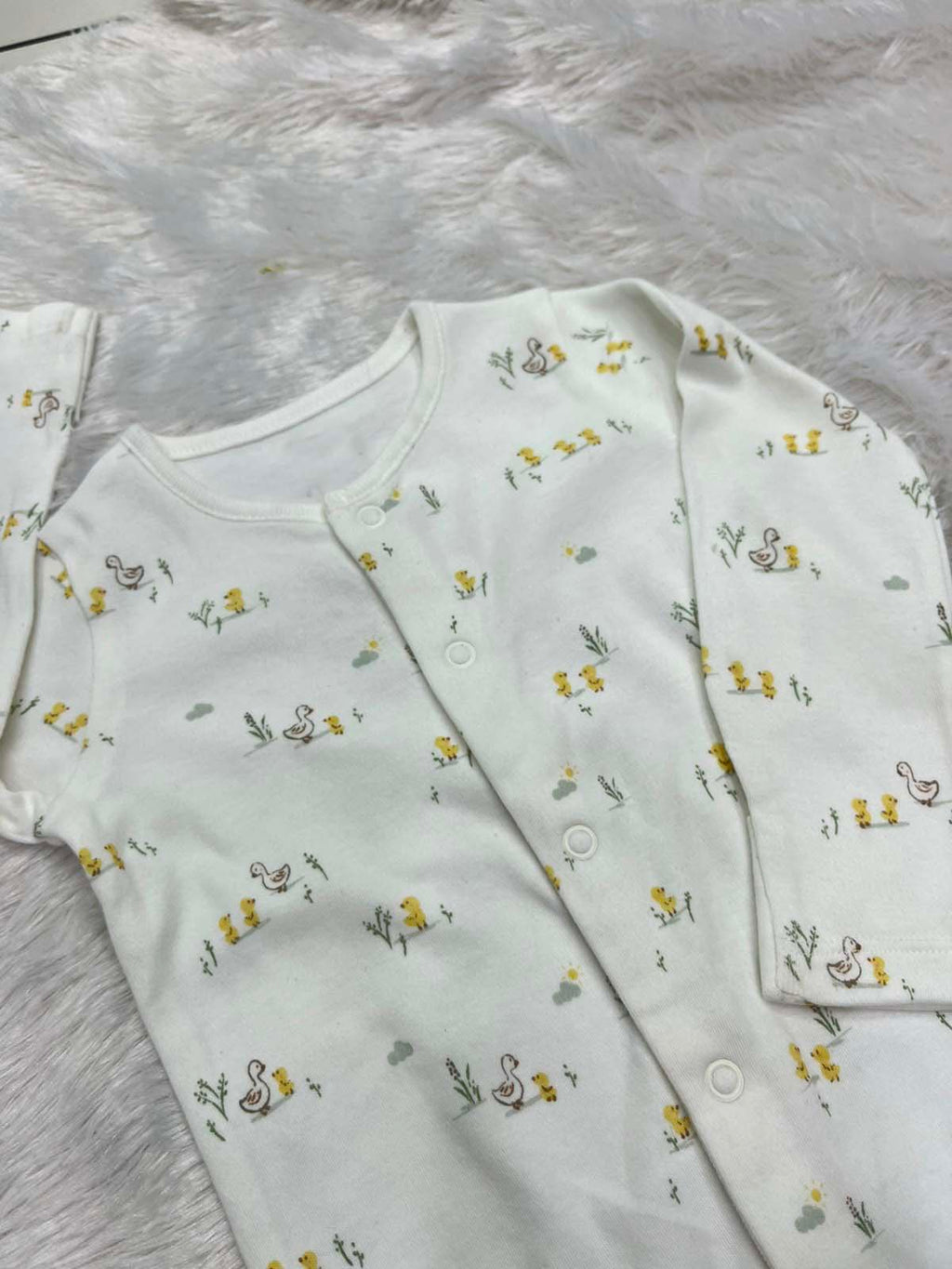 white duck print romper