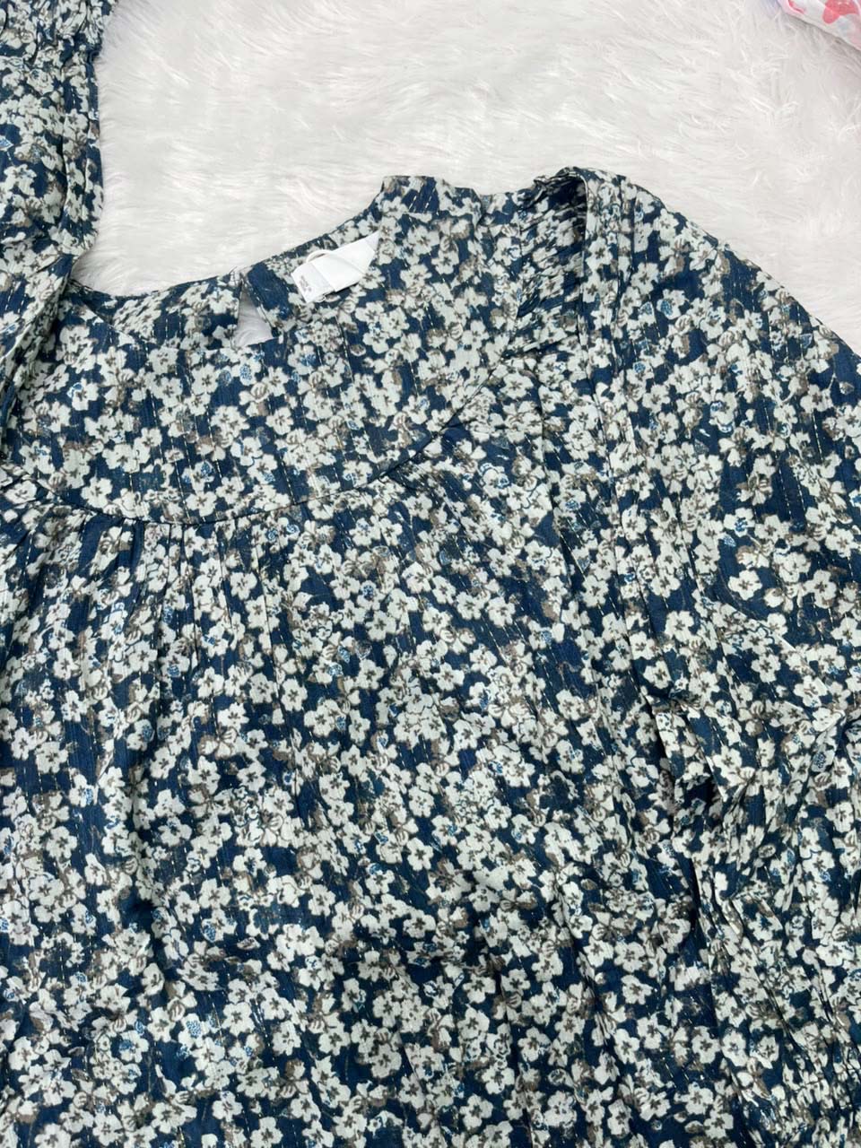 BLUE FLORAL MUSLIN FROCK