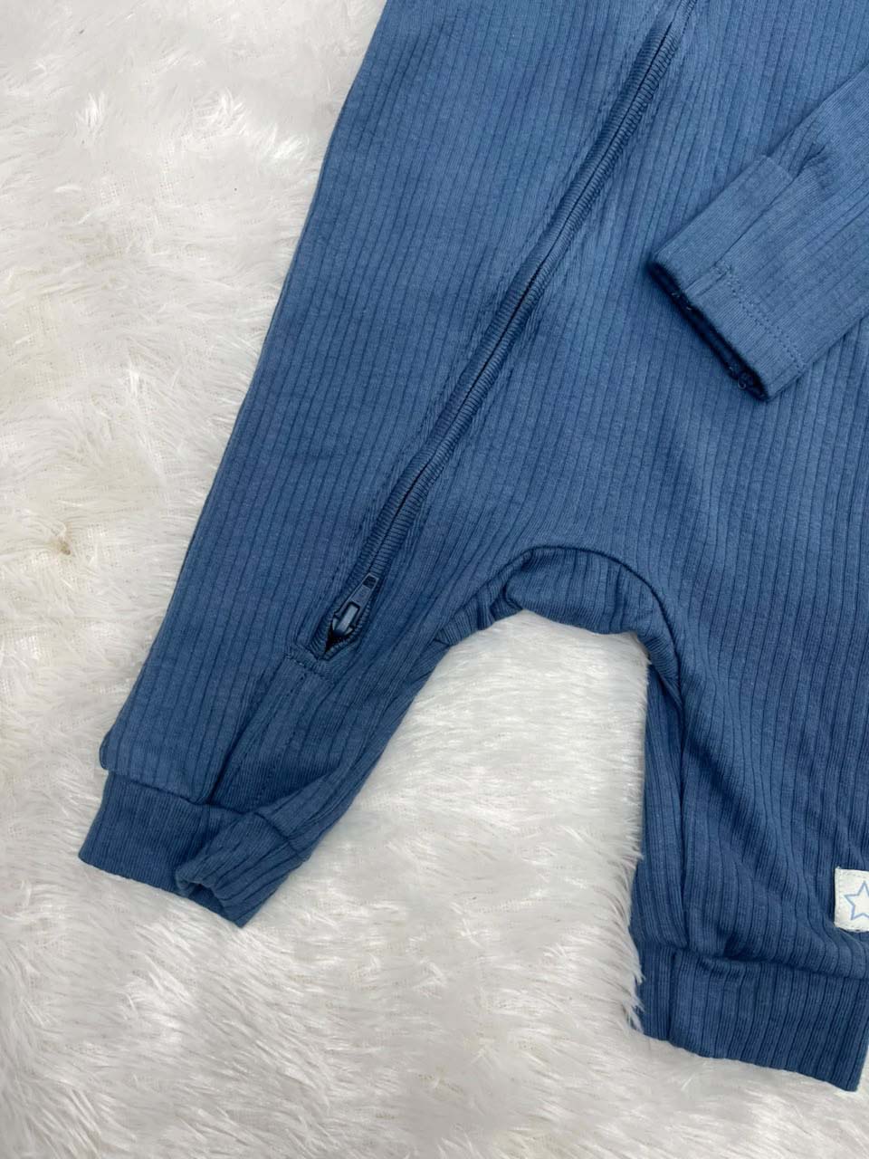 DARK BLUE RIBBED NON FOOTED ROMPER