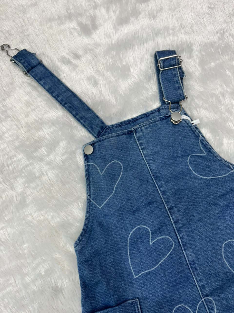 Denim dungaree with heart print