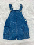 Denim dungaree with heart print