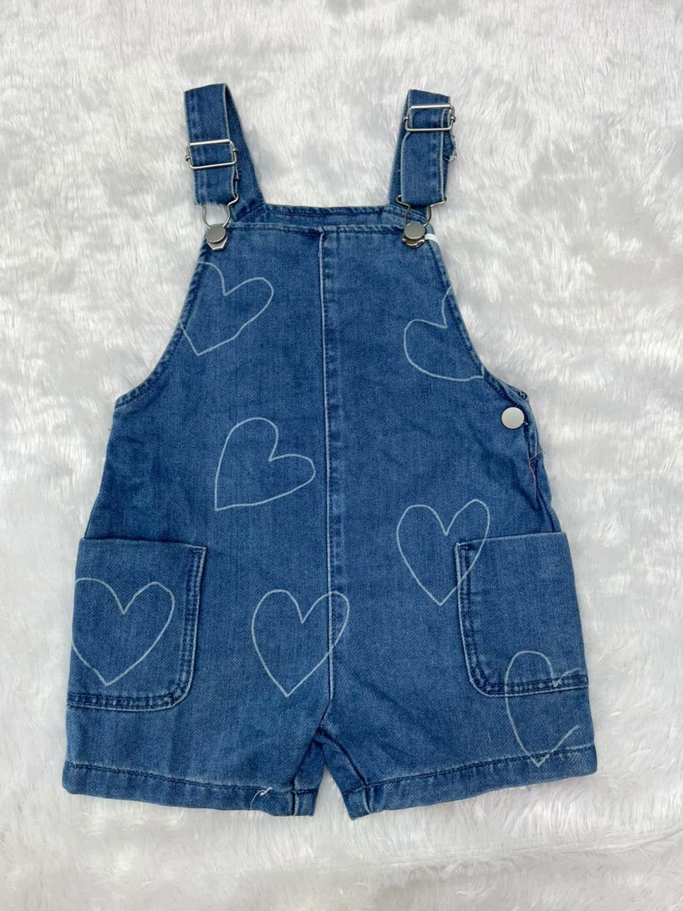 Denim dungaree with heart print