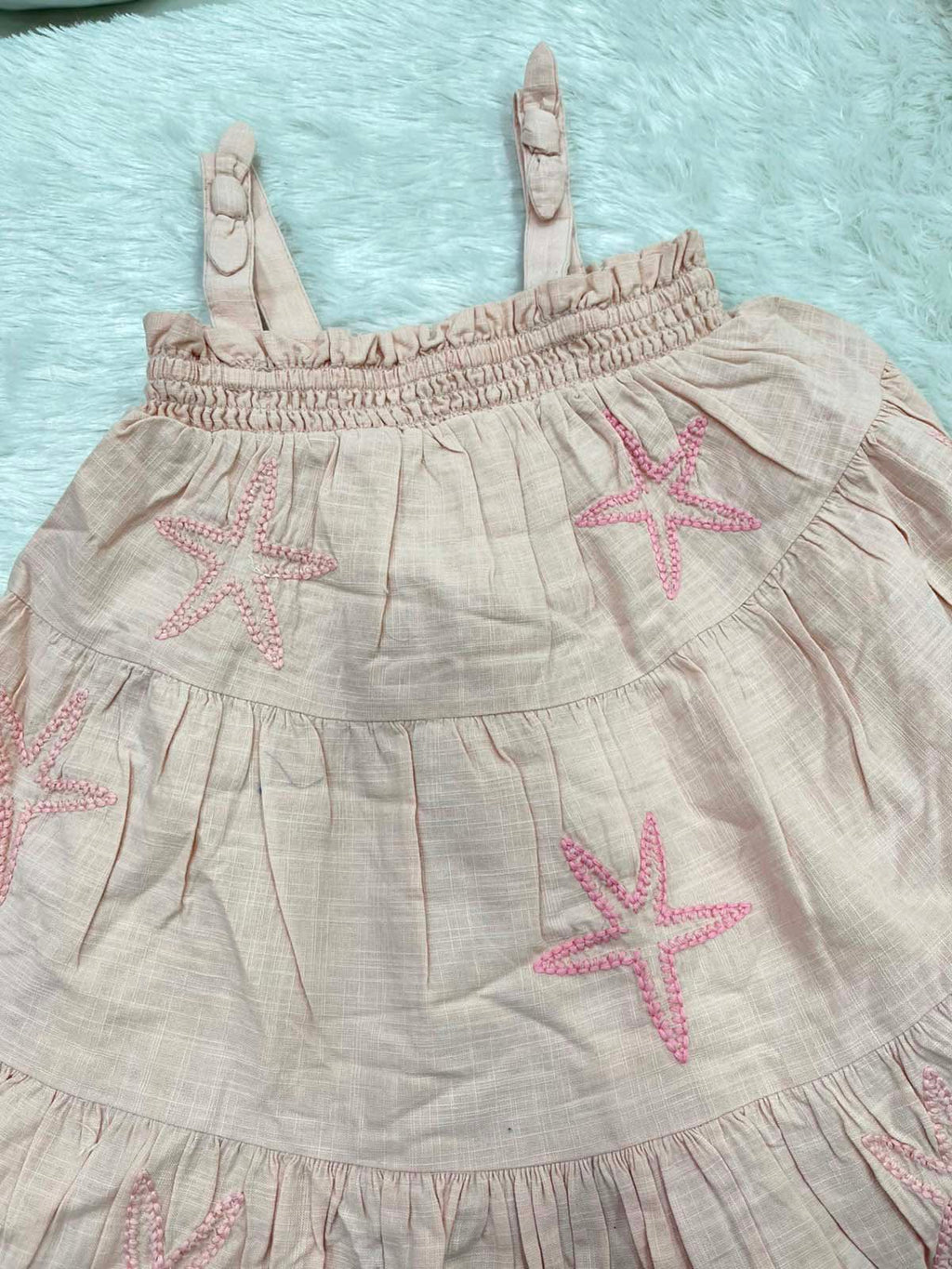 CUTE STAR PEACH FROCK