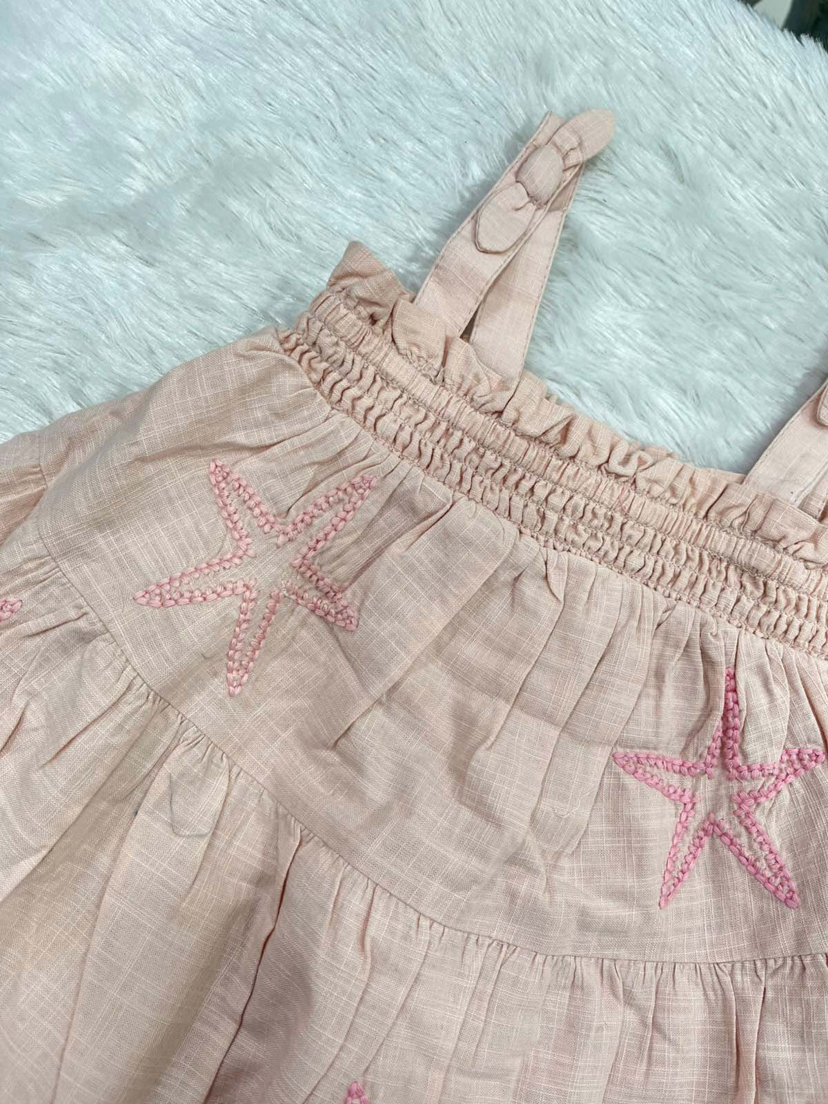 CUTE STAR PEACH FROCK
