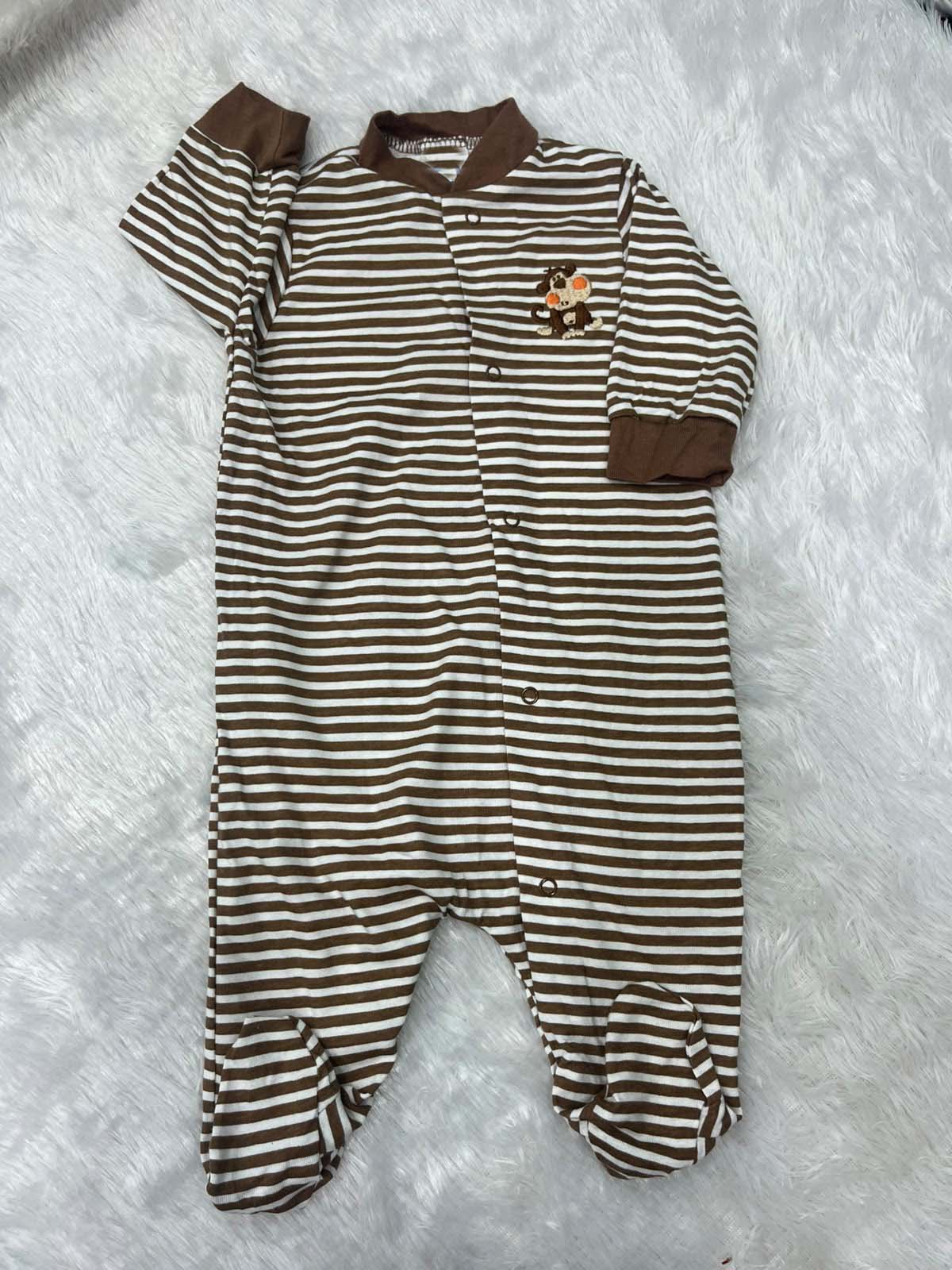 BROWN STRIPED ROMPER
