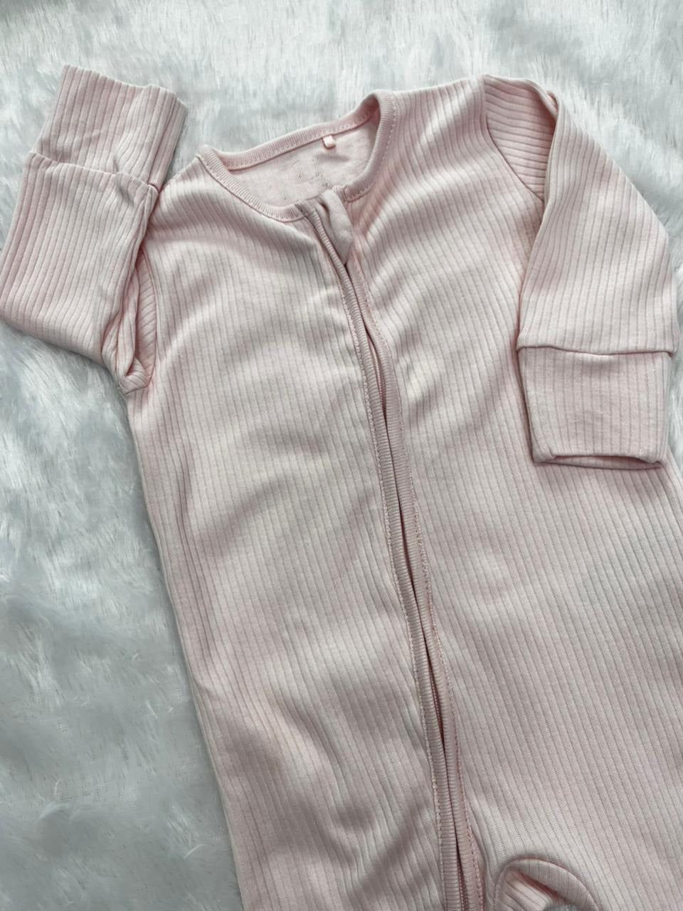 Baby Pink Ribbed Romper
