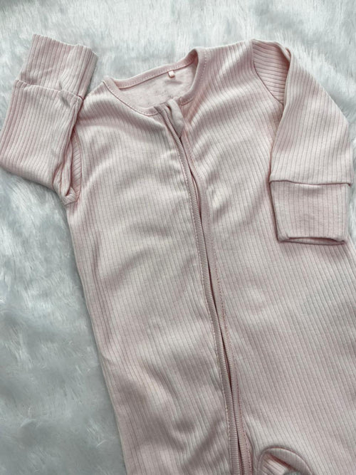 Baby Pink Ribbed Romper