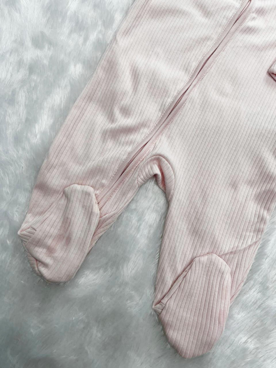 Baby Pink Ribbed Romper
