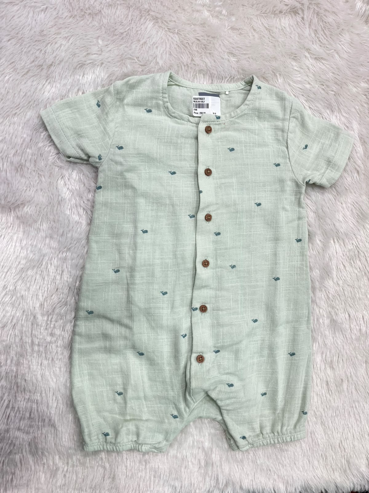 Muslin Half Jumpsuit-Pastel green
