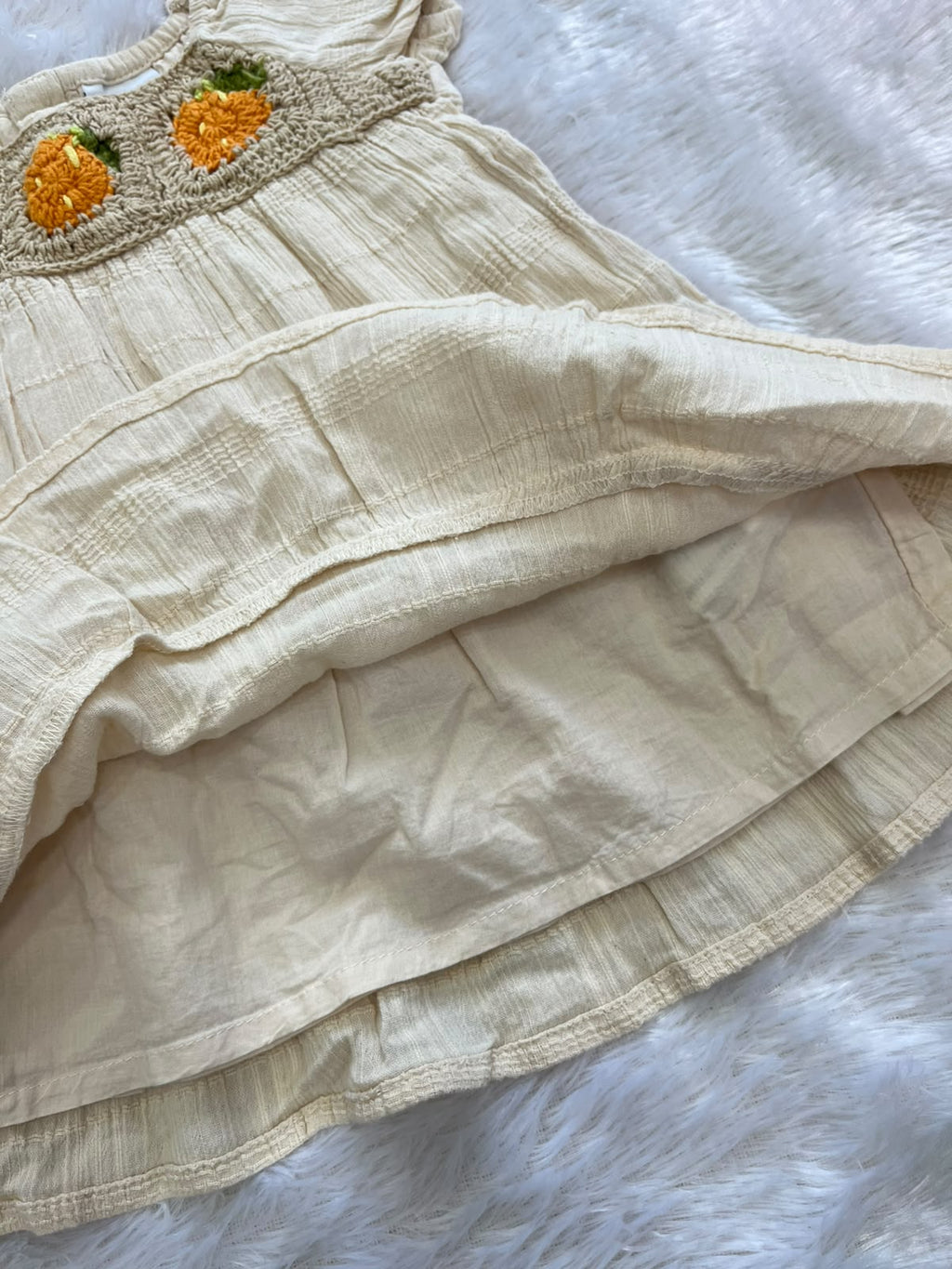 Beige Frock with Croche deatailing